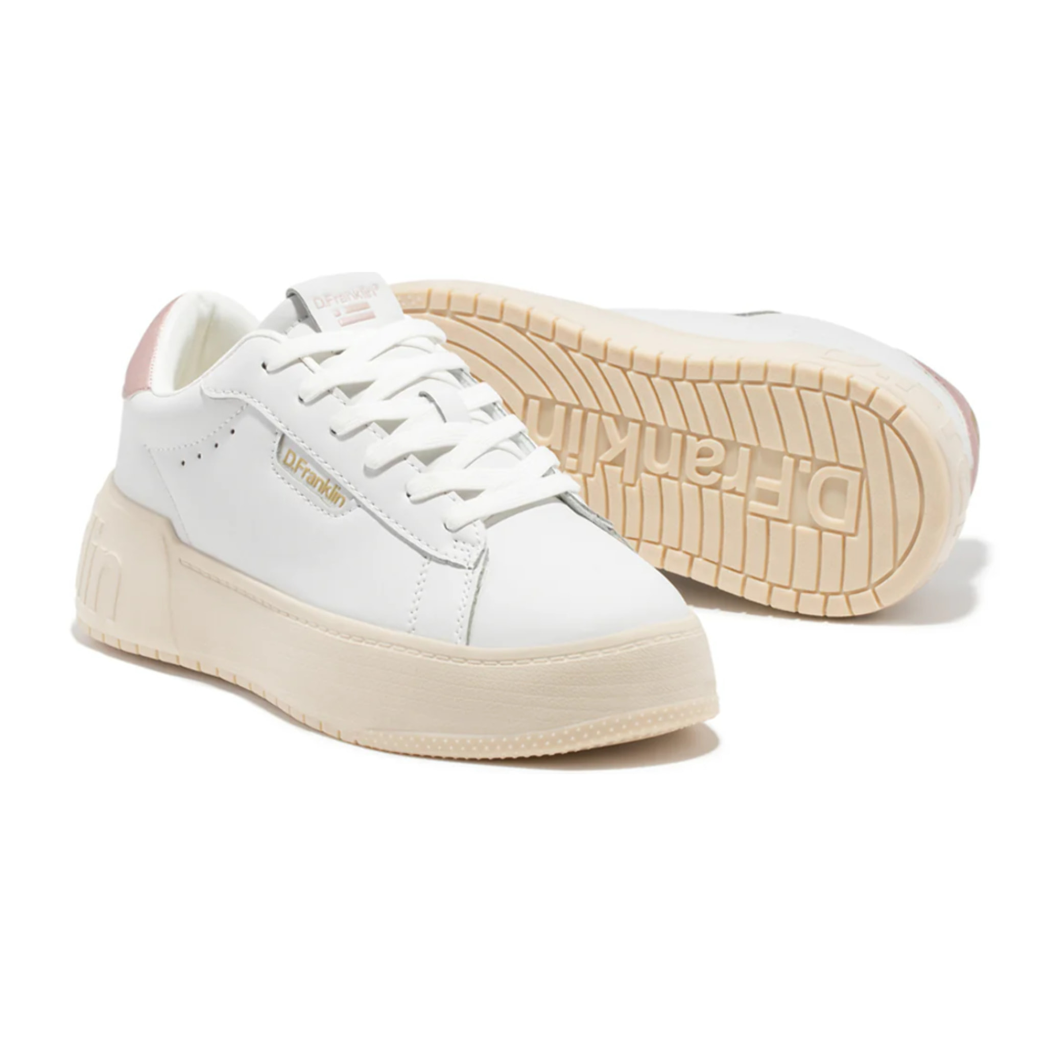 D.Franklin Zapatillas Deportivas Casual de Mujer Court Tennis Blanco/ Oro Rosado