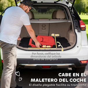 Transportín para Perros Plegable, 60x41,5x41 cm, Transportín para Mascotas con Ventanas de Malla, Cojín Suave, y 2 Asas, Bolsa de Transporte para Mini Perros, Gatos, Rojo