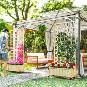 Jardinière treillis haut H.186 cm mobile bois sapin pré-huilé