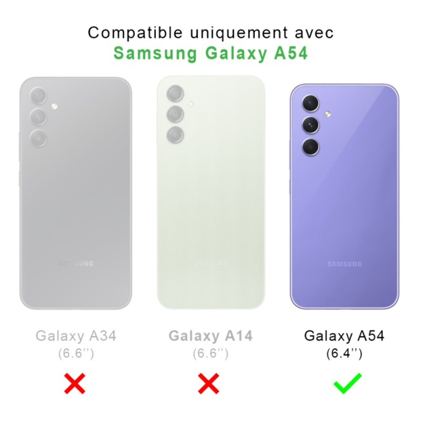 Coque Samsung Galaxy A54 Antichoc coins renforcés Silicone + 2 Vitres en verre trempé Protection écran