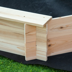 Bac à sable bois octogonal dim. 139,5L x 139,5l x 21,5H cm - 4 bancs - bâche de couverture, non tissé de sol inclus - bois sapin