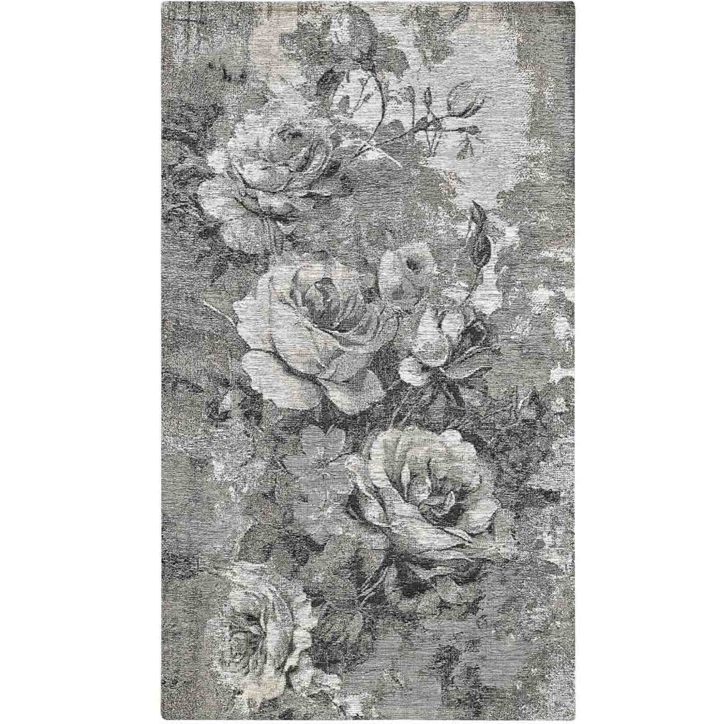 Tappeto Arredo Disegno Floreale Grigio