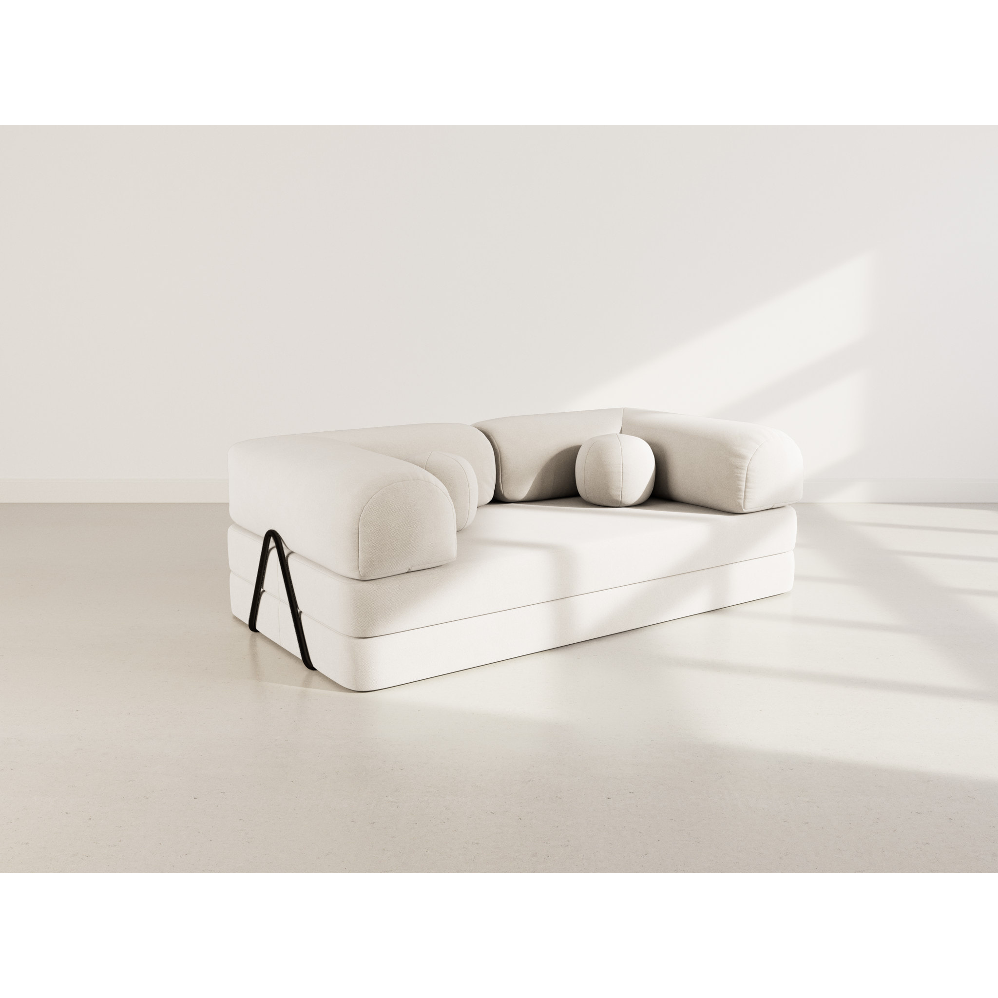 Nebula - Canapé 3 places convertible en velours texturé - Beige