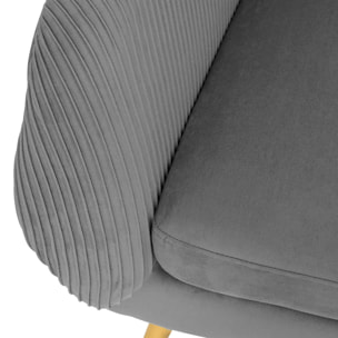 Fauteuil Gris "Solaro" velours plissé gris