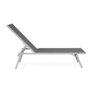 Set di 4 lettini MACARELLA in alluminio grigio e textilene antracite, pieghevoli