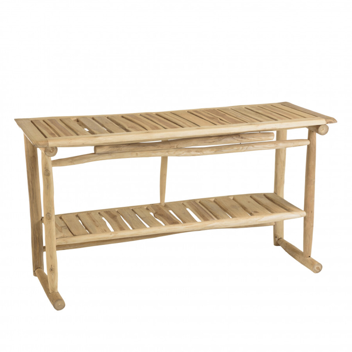 WILL - Console double plateau en branches de teck naturel