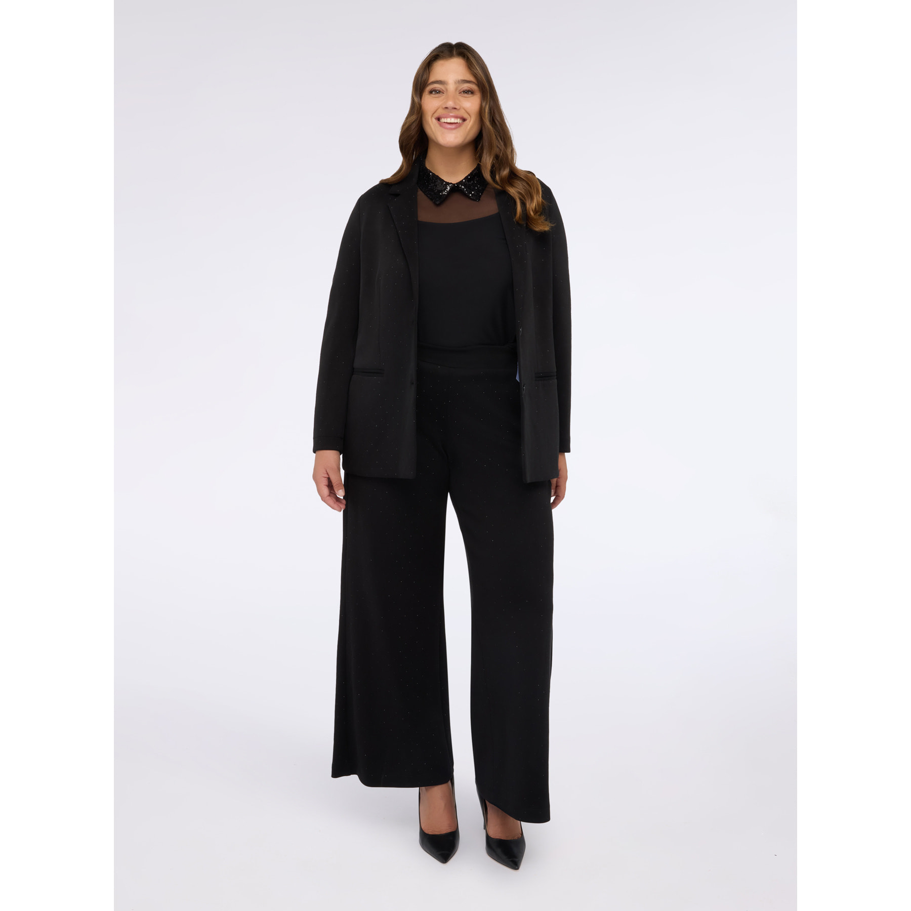 Fiorella Rubino - Pantaloni Wide Leg con punti luce - Nero