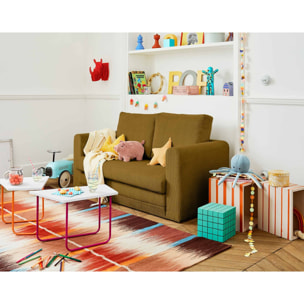 Marilia - canapé 2 places - convertible déplimousse - en velours côtelé - Jaune