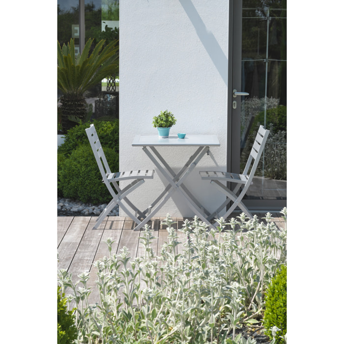 MARIUS - Ensemble repas de jardin 2 places en aluminium gris