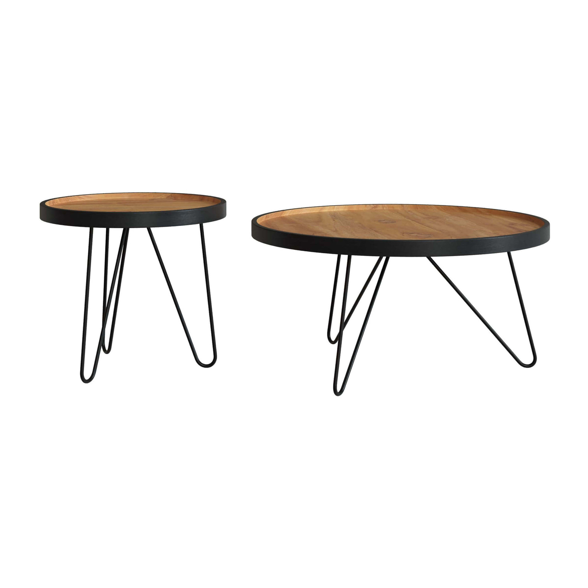 Tables gigognes en bois de teck recyclé et pieds en métal (lot de 2) - Bao