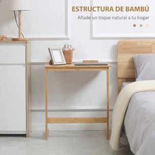 Mesa Auxiliar de Bambú con Encimera Abatible y Ángulo Ajustable 60x33x67 cm