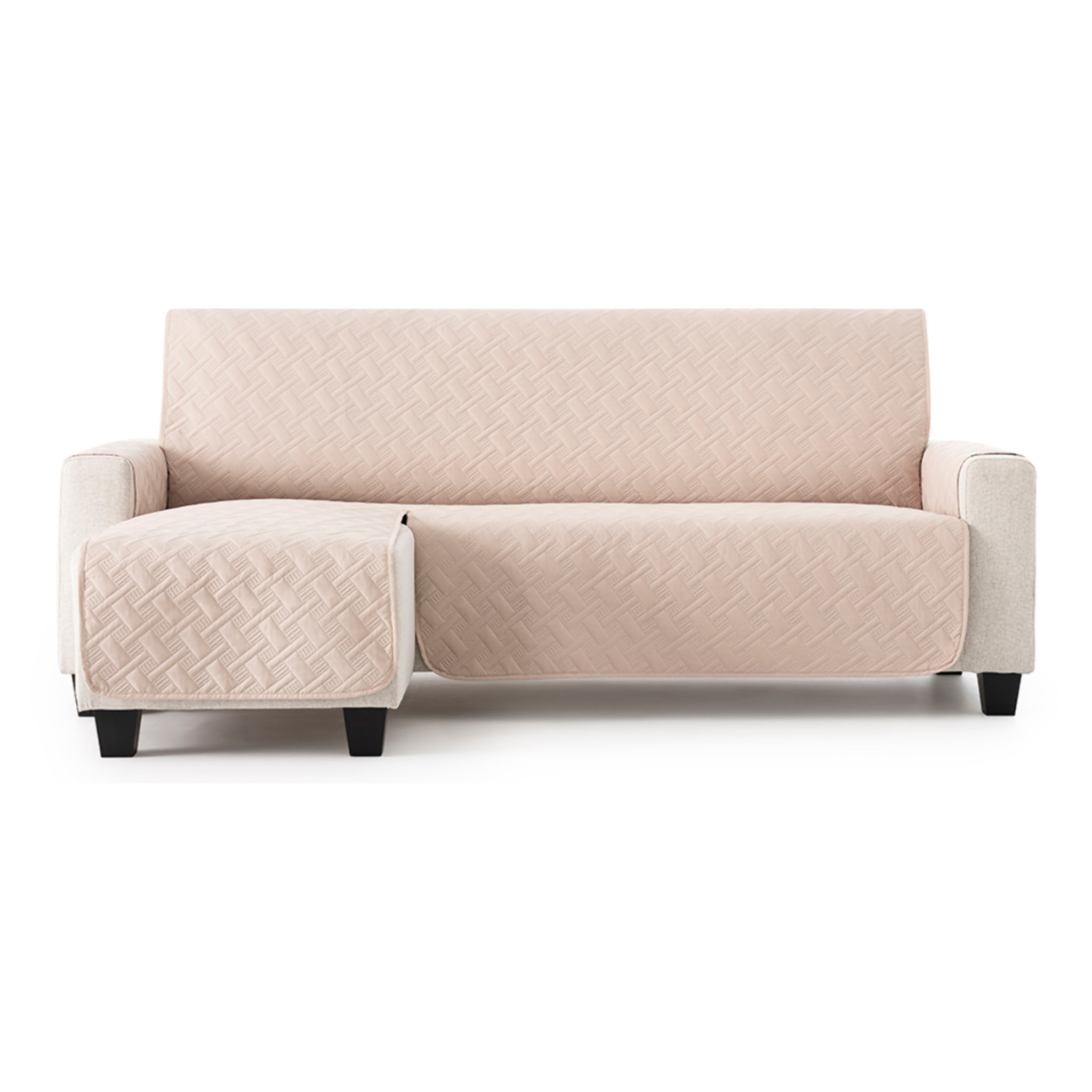 Cubre sofá para Chaise Longue DRY acolchado y antimanchas beige (brazo izquierdo)
