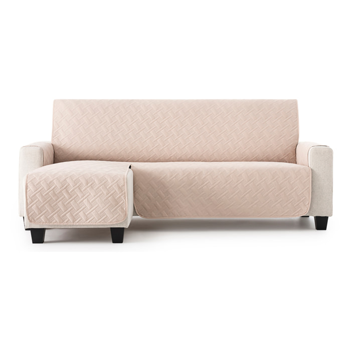 Cubre sofá para Chaise Longue DRY acolchado y antimanchas beige (brazo izquierdo)