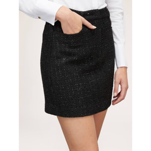 Motivi - Falda corta de tweed con mezcla de lúrex - Negro