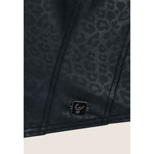 Top corto a bustier in similpelle stampa animalier lucida