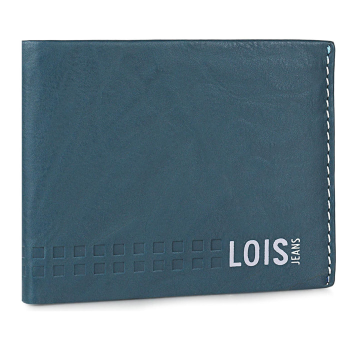 Cartera Hombre Piel Lois Temple Azul-Gris