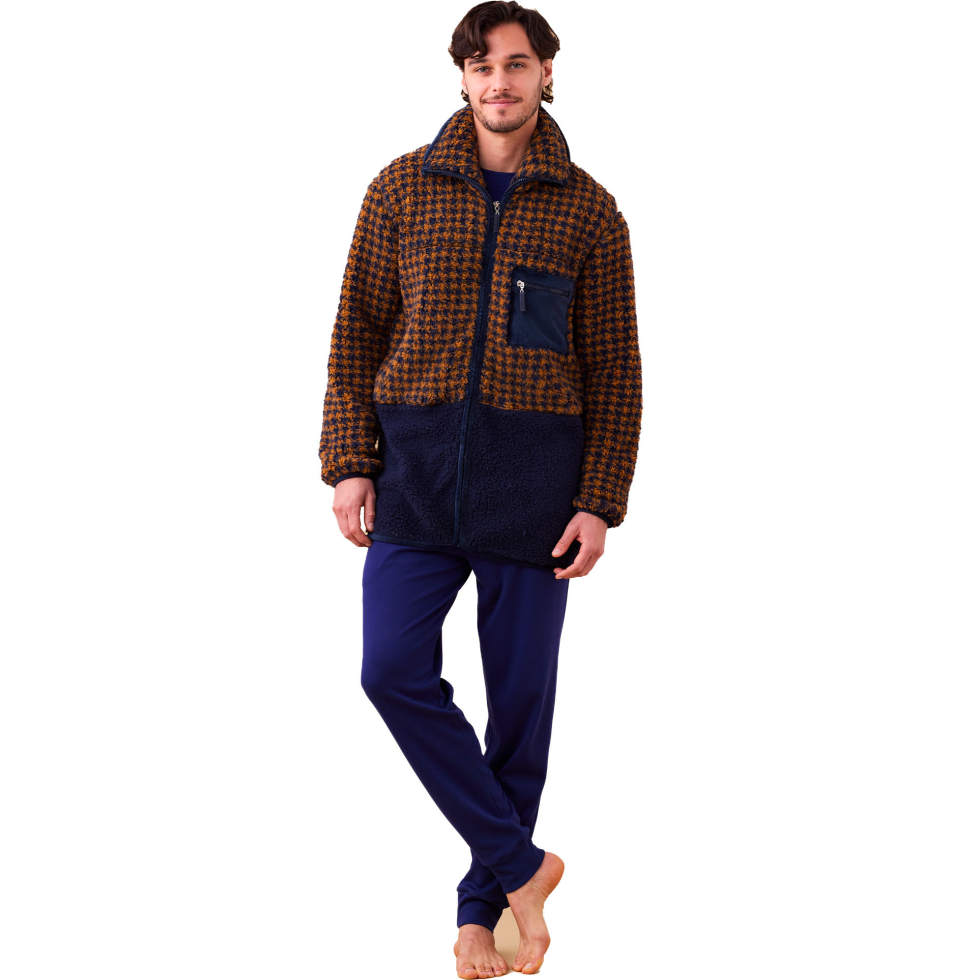 Giacca uomo eco-pelliccia articolo pied-de-poule. Noidinotte