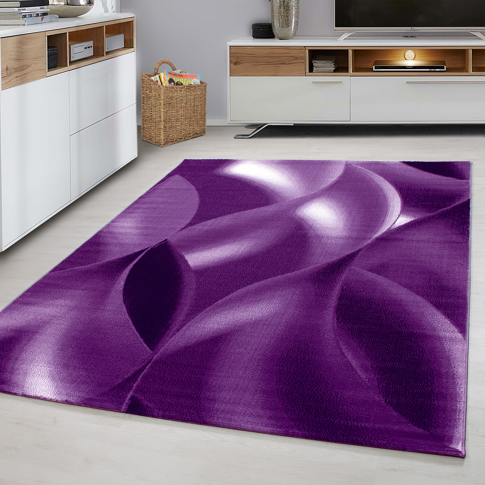PLUS - Tapis à poils courts design violet - PLU8008LIL
