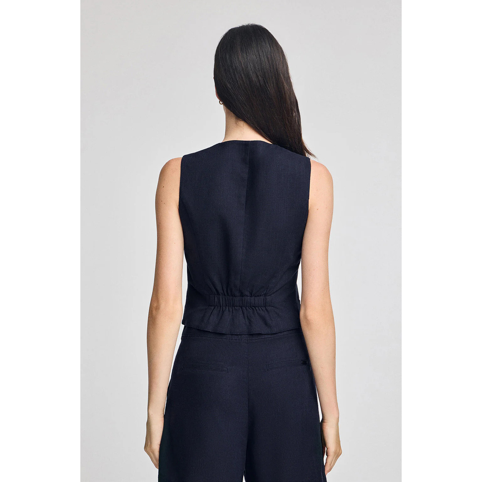 Gilet Deia blu marino in cotone e lino con dettagli Polo Club