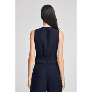 Gilet Deia blu marino in cotone e lino con dettagli Polo Club