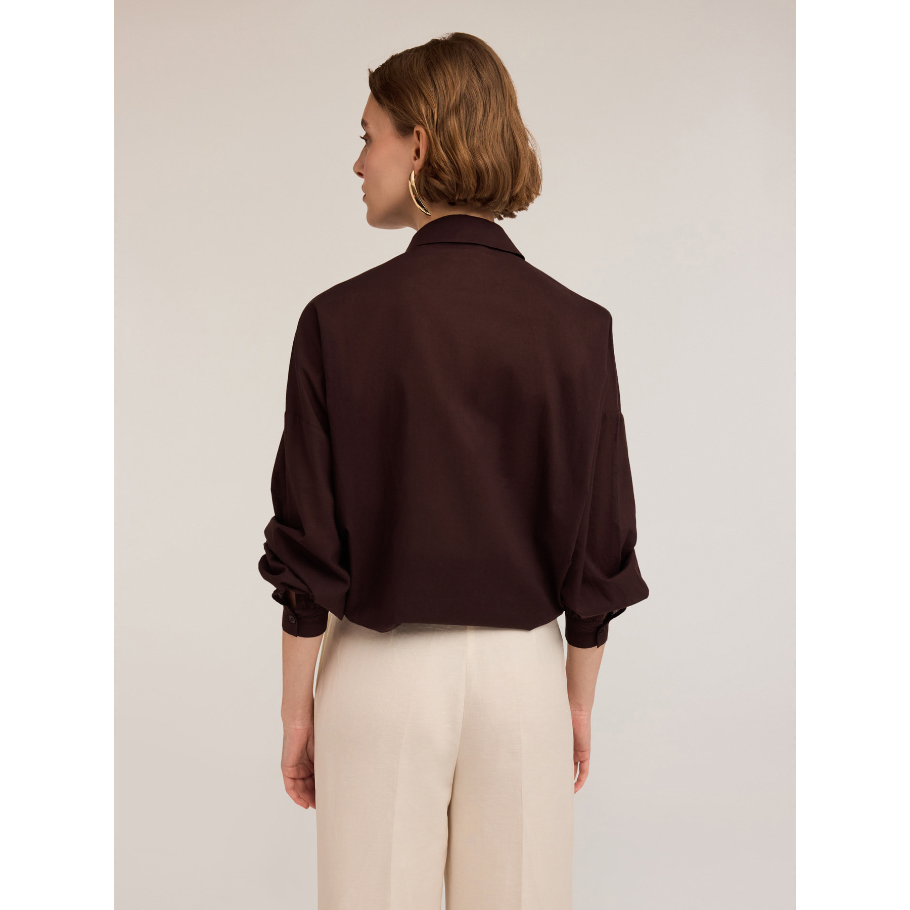 Motivi - Camisa oversize con bolsillos - Marrón