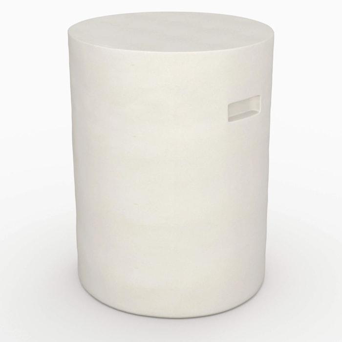 Table d'appoint ronde en béton blanc D35 cm - Santorini