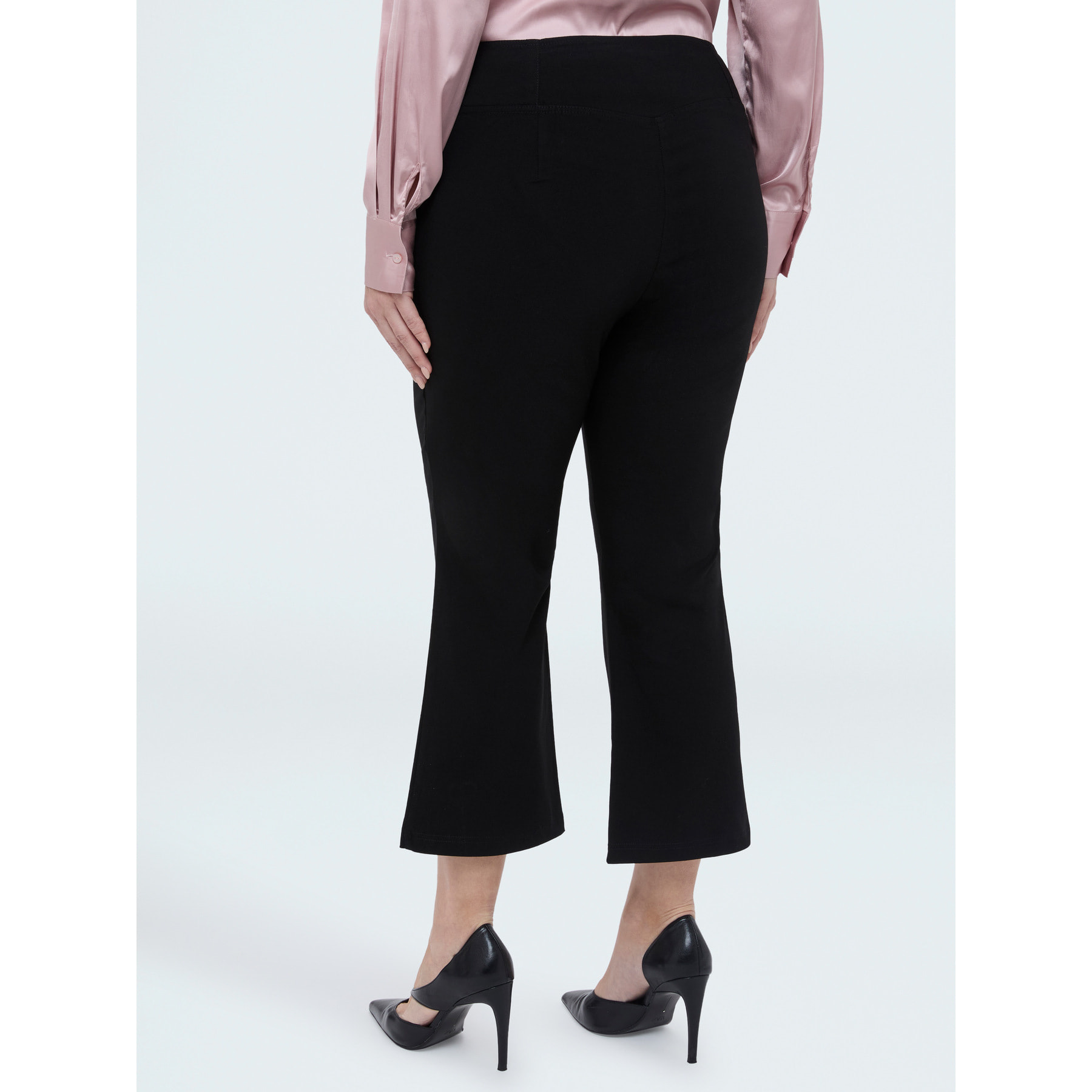 Fiorella Rubino - Pantaloni Kick Flare vita elasticizzata asimmetrica - Nero