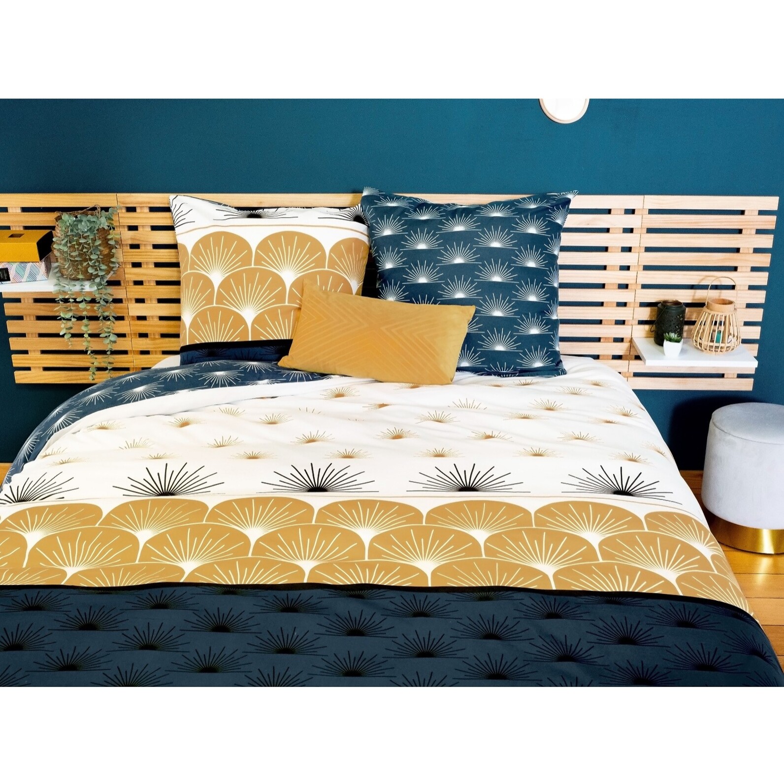 Parure housse de couette polyester jaune