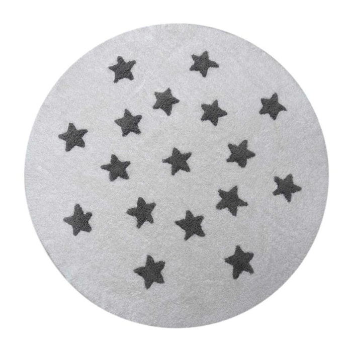 Tapis rond Ø140cm fait à la main en coton motif enfant pour chambre ETOILE R