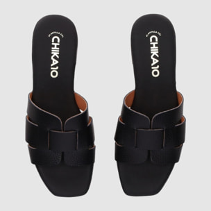 Sandalias de Piel - Negro - Tacón: 3 cm