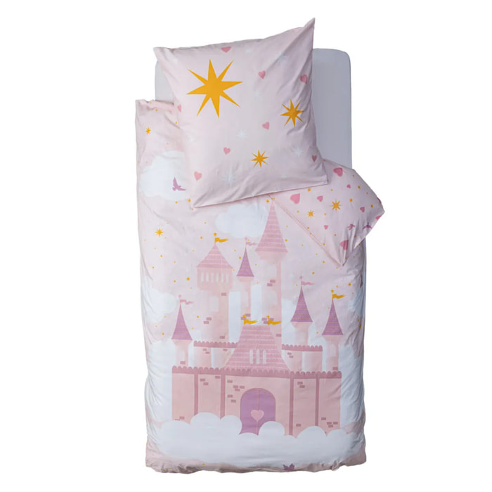 Parure de lit "Château" 140x200cm rose