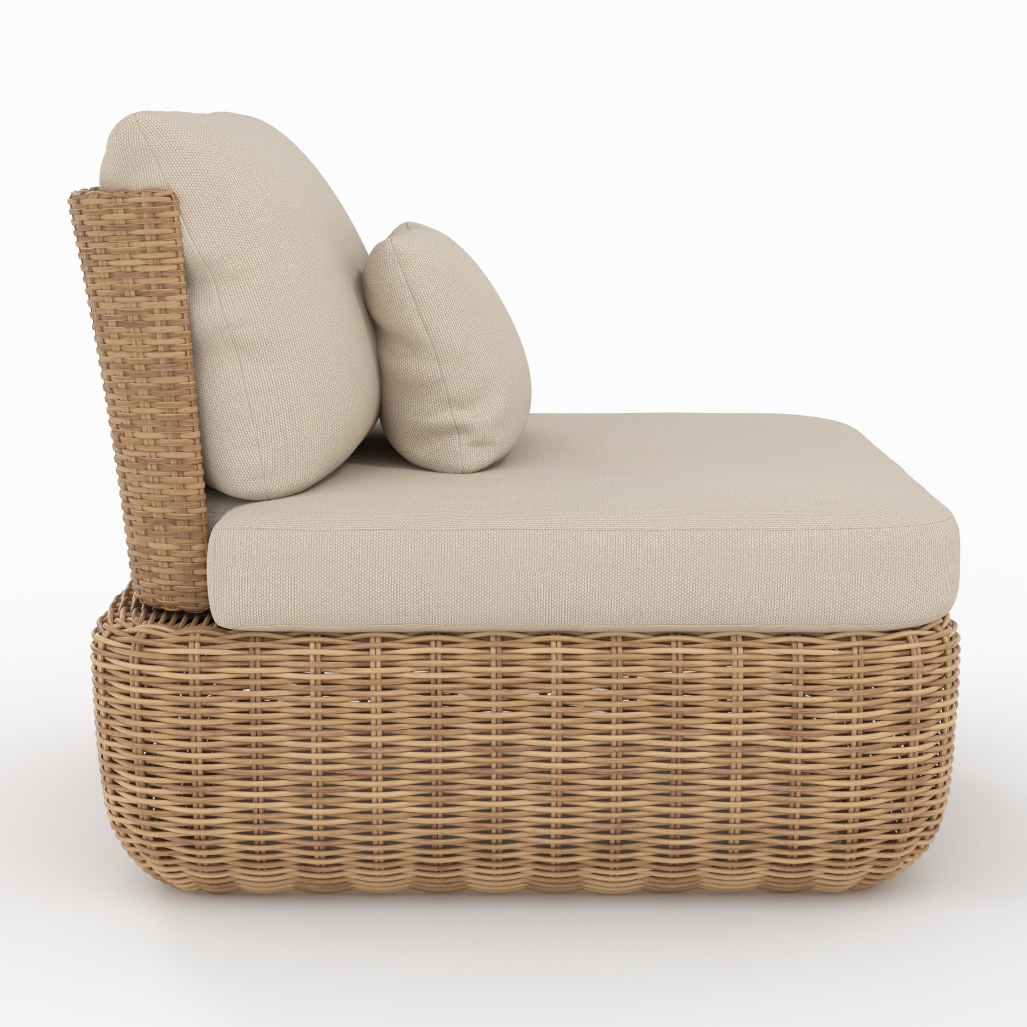 Lot de 2 fauteuils de jardin en rotin synthétique et tissu beige - Sky