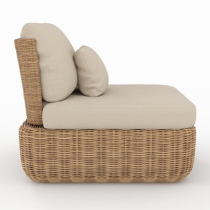 Lot de 2 fauteuils de jardin en rotin synthétique et tissu beige - Sky
