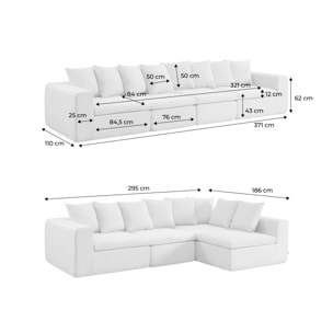 Canapé compressé modulable tissu chenille 5 places MOVI