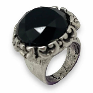 Anillo solitario Daiya plata cristal negro T15