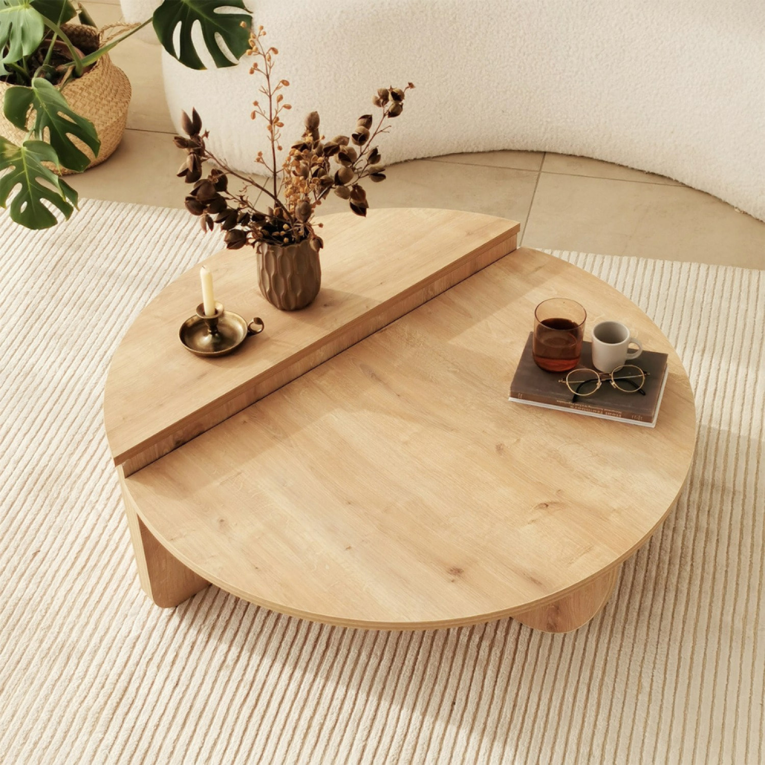 Table basse ronde design en bois - GERA