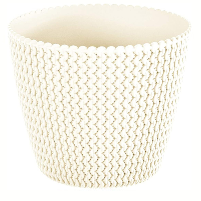 Maceta redonda 18,6l splofy de plastico en color crema, ø34,1 x 28,9 cm