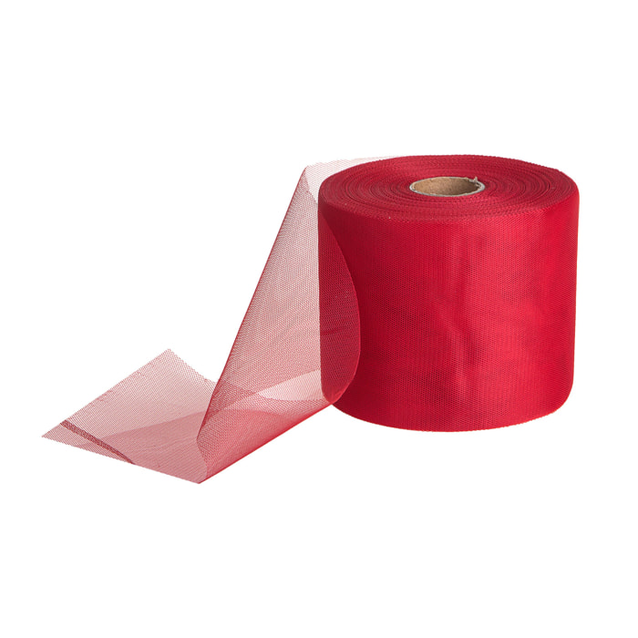 Tulle Rotolo 12,5 100 Mt - Pezzi 3 - 5X20X5cm - Colore: Rosso - Bianchi Dino - Decorazioni Varie