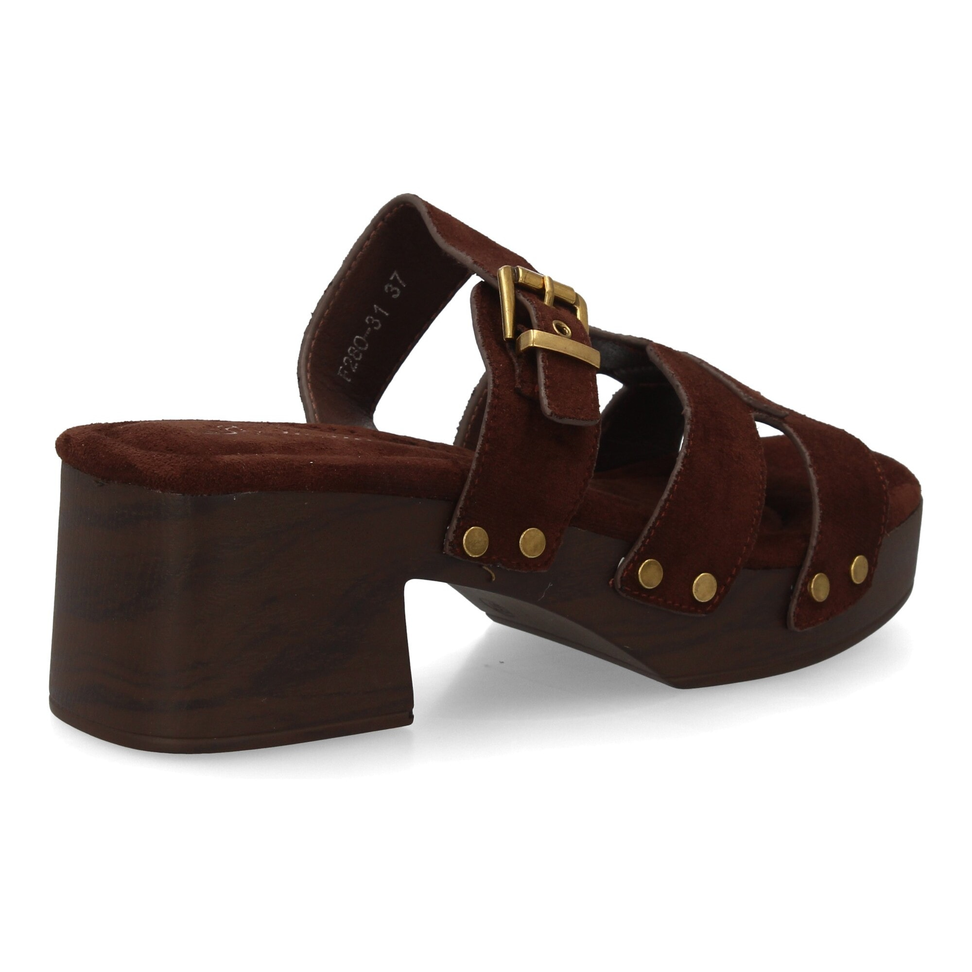 Sandalia pala mujer tacón ancho con tachuelas