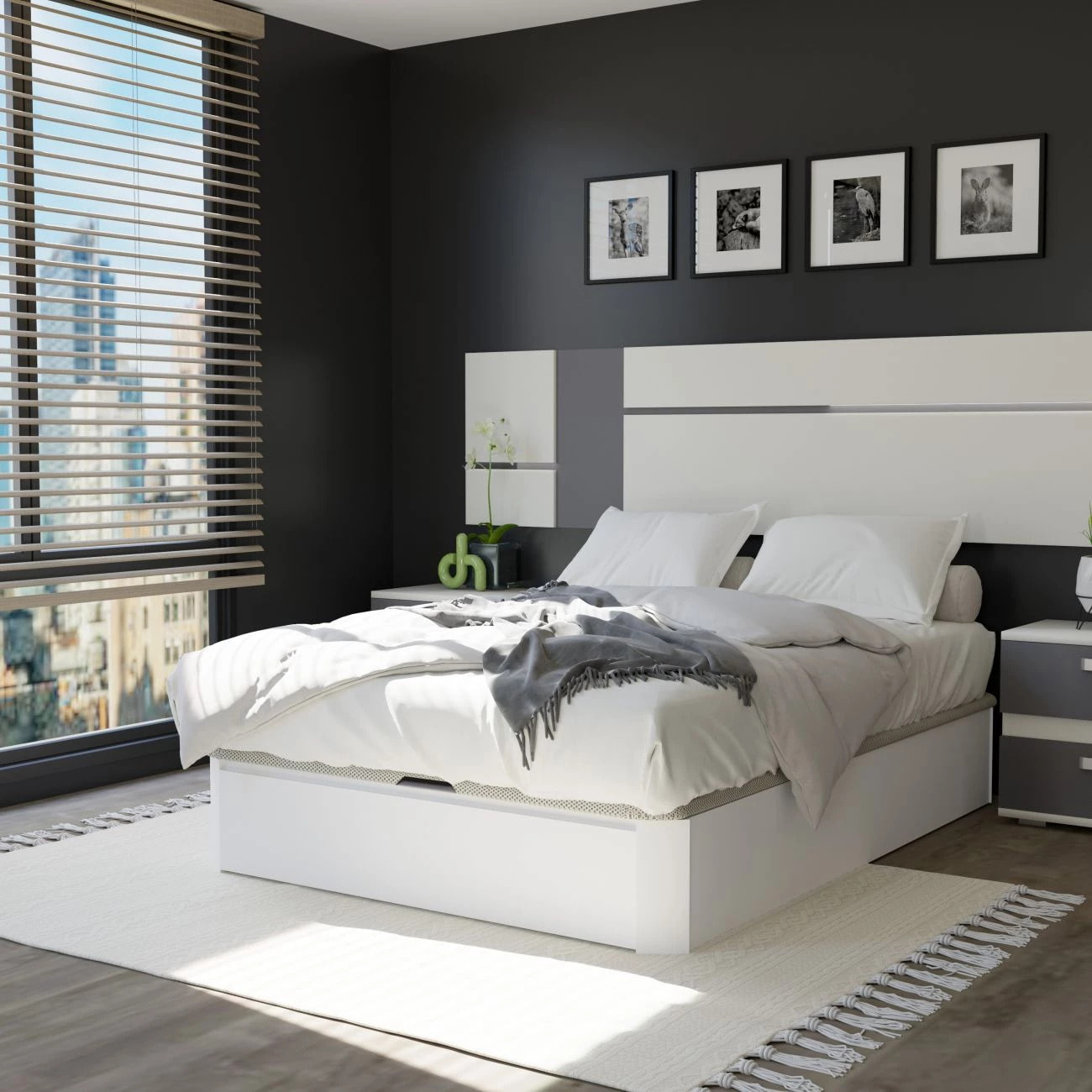 Canapé básico 135x190 cm en blanco Luxury 3D Blanco