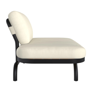 Fauteuil de jardin 2 places blanc cassé et pieds en métal noir - Samba