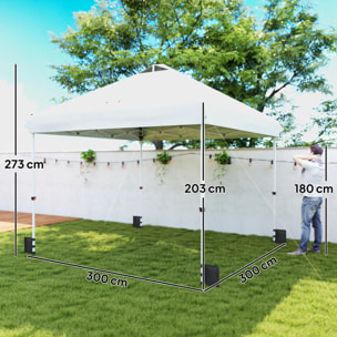 Tonnelle barnum pliable pop-up 3 x 3 m sacs de lestage et transport inclus blanc