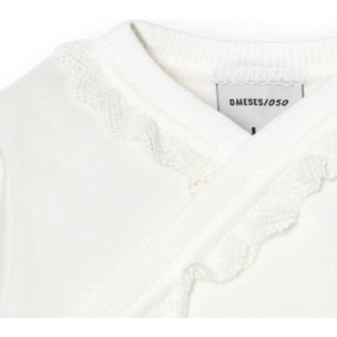 Body cruzado bebé manga larga puntilla