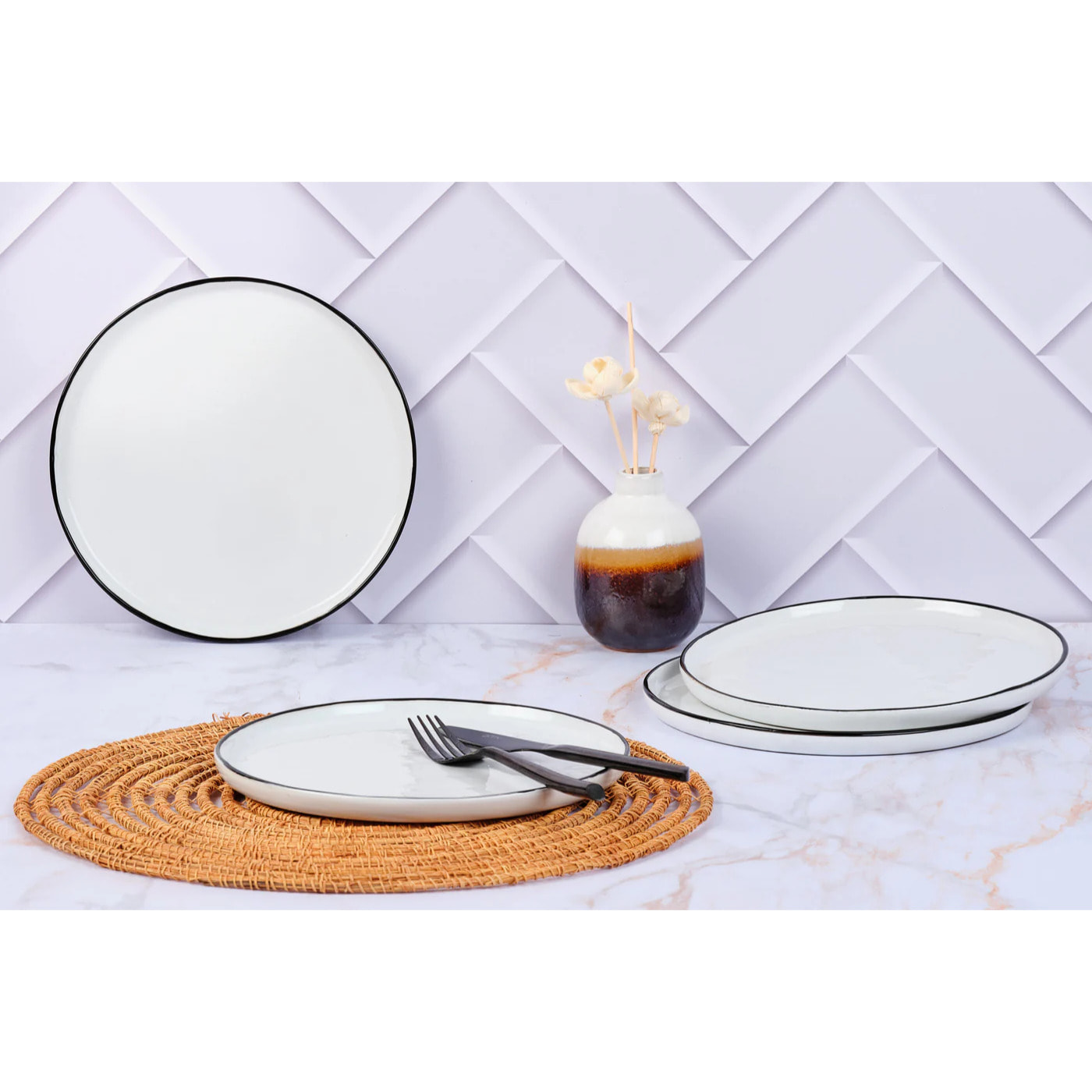 Assiette PURE Ø21,5cm - 4 pièces - Blanc Neige