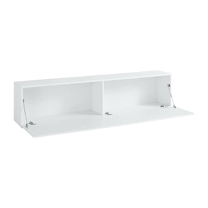 Mobile porta TV Alakazam, Credenza bassa da soggiorno, Base porta televisione, 100% Made in Italy, cm 180x30h40, Bianco lucido