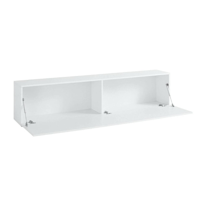 Mobile porta TV Alakazam, Credenza bassa da soggiorno, Base porta televisione, 100% Made in Italy, cm 180x30h40, Bianco lucido