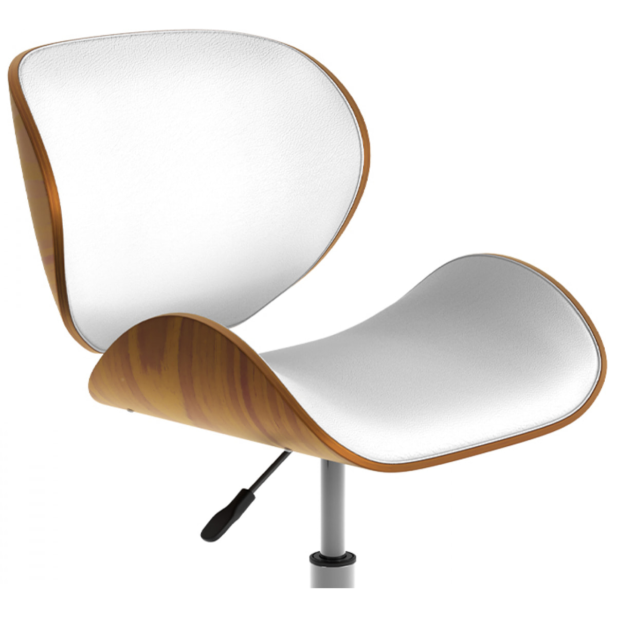 Chaise de bureau pivotante en cuir synthétique blanc 79-91cm - Baudoin