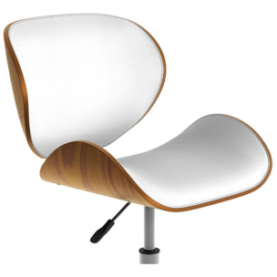 Chaise de bureau pivotante en cuir synthétique blanc 79-91cm - Baudoin
