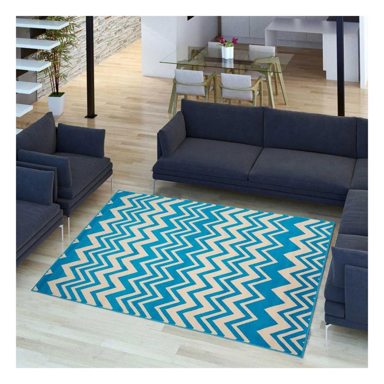 Tapis salon LYN1 Bleu 140x200 Fait en Europe Exclusivité BAË DÉCO