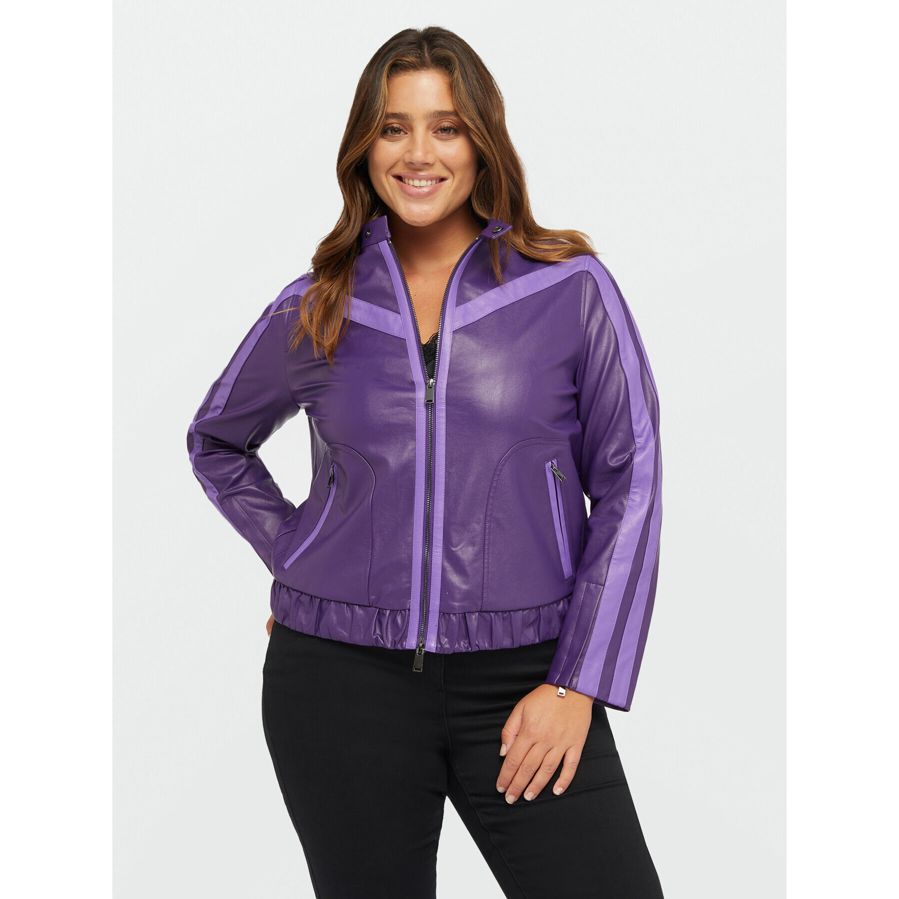 Fiorella Rubino - Chaqueta biker de dos colores - Violeta